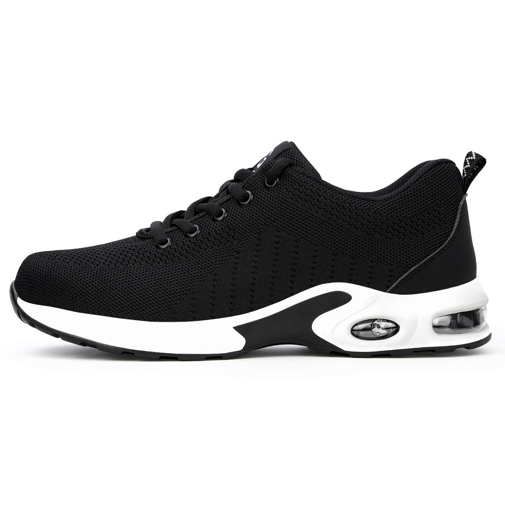 WESTMARE Axton Steel Toe Lightweight Athletic Work Shoes - Black/White