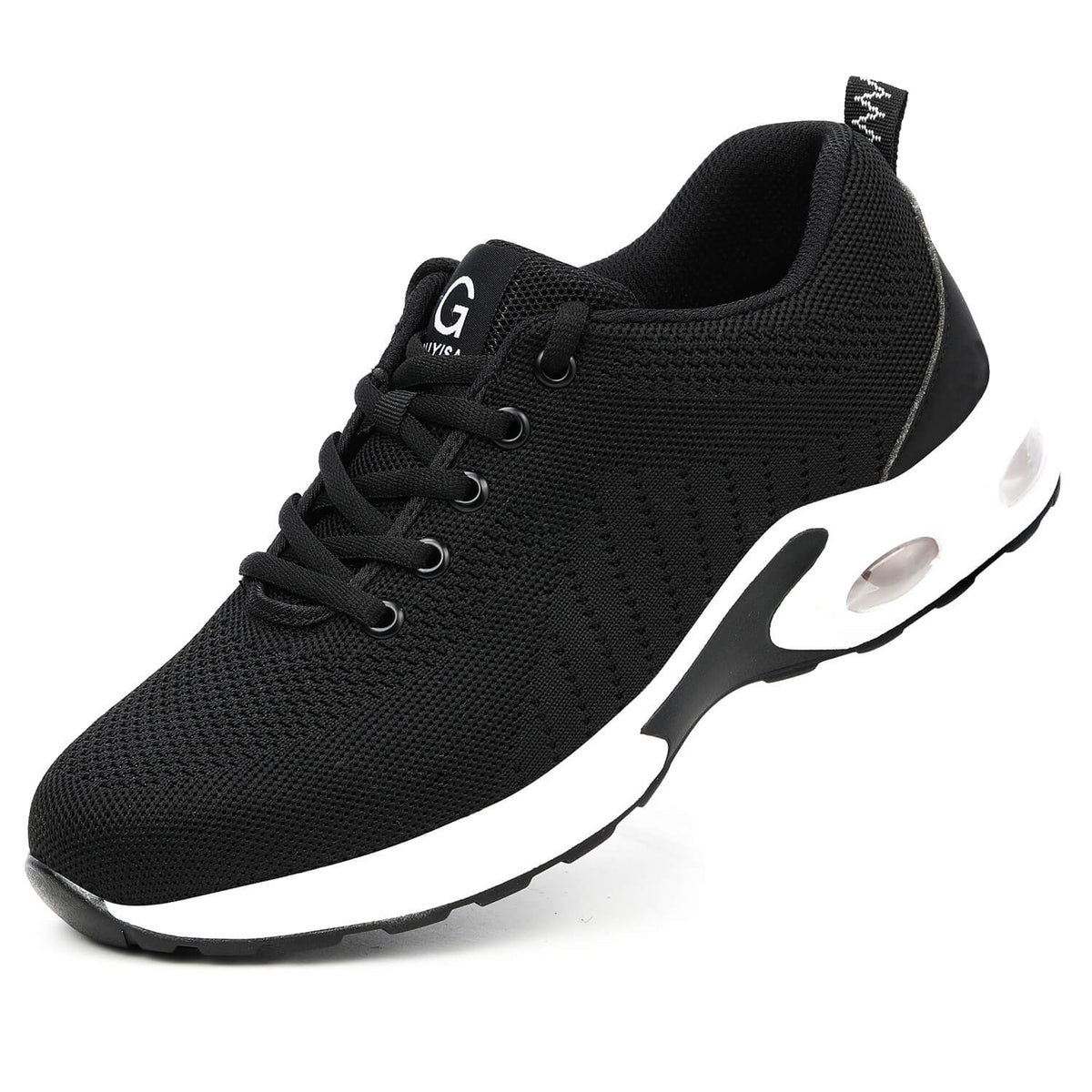 WESTMARE Axton Steel Toe Lightweight Athletic Work Shoes - Black/White