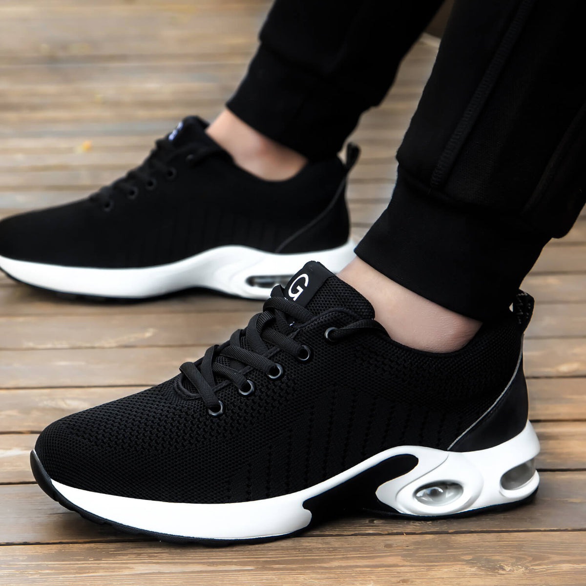 WESTMARE Axton Steel Toe Lightweight Athletic Work Shoes - Black/White