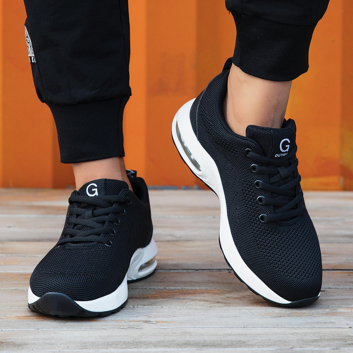 WESTMARE Axton Steel Toe Lightweight Athletic Work Shoes - Black/White