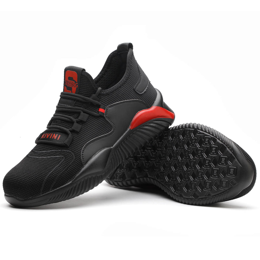 WESTMARE Kinetic Lightweight Steel Toe Work Sneakers - Black/Red
