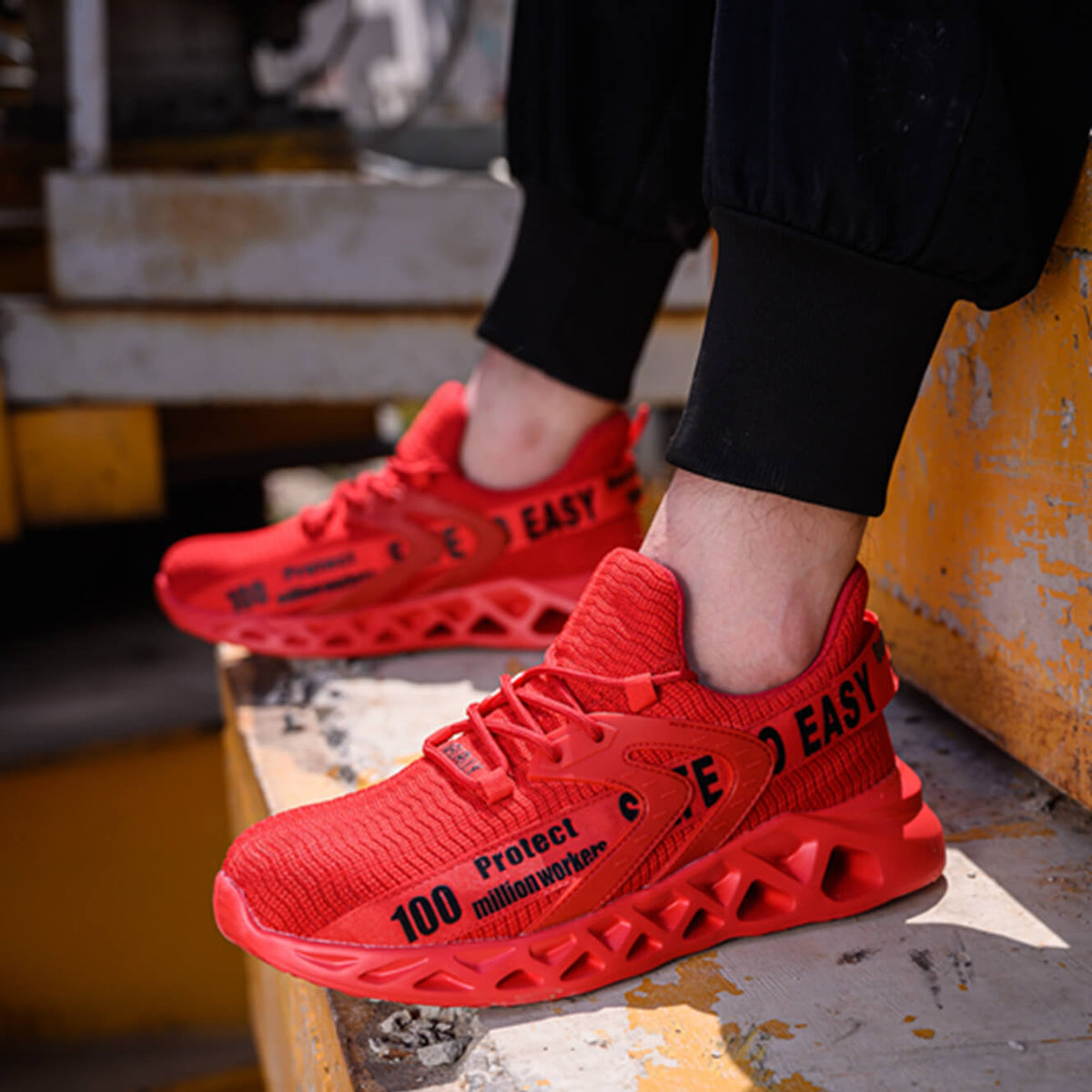 WESTMARE Flux Lightweight Steel Toe Work Sneakers - Red
