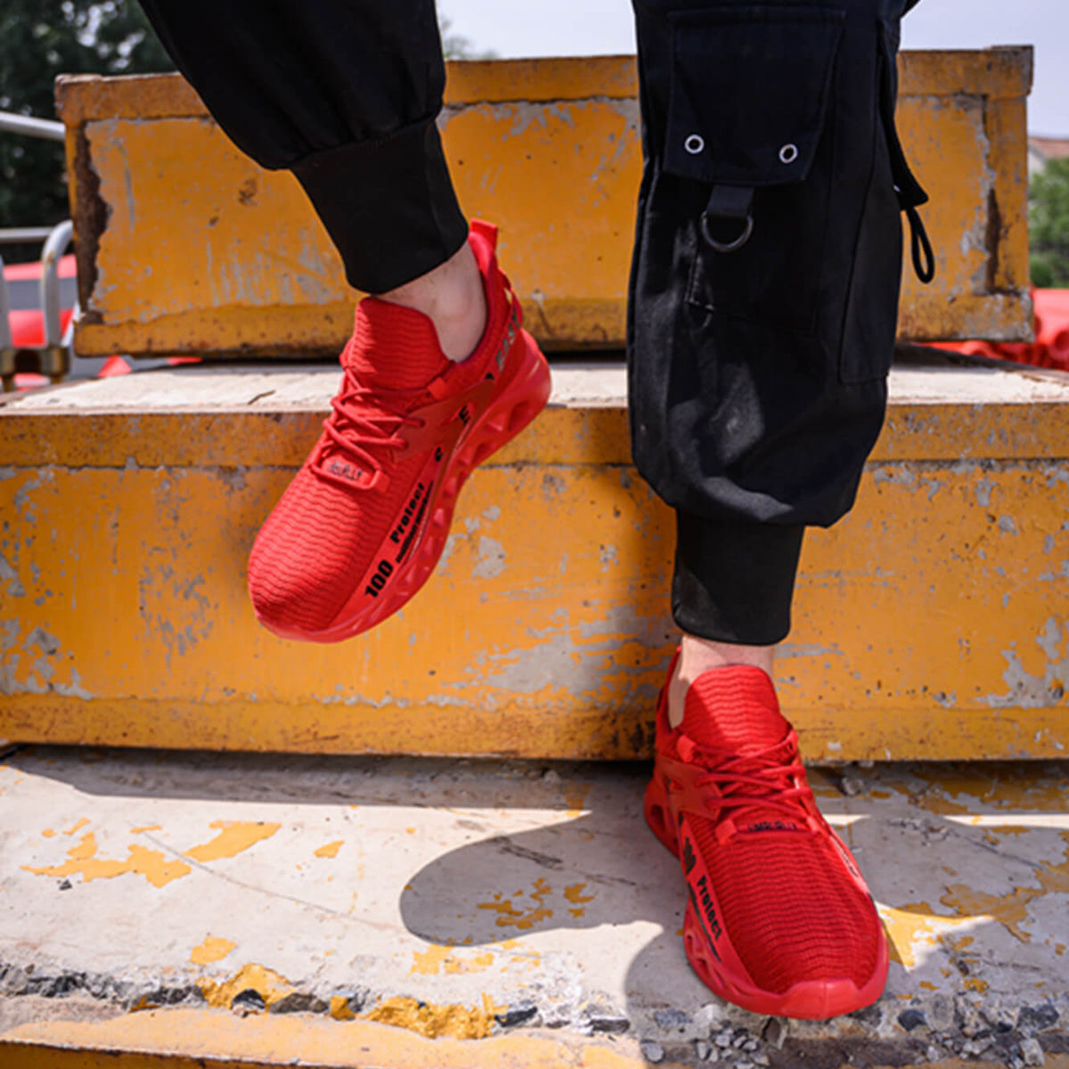 WESTMARE Flux Lightweight Steel Toe Work Sneakers - Red