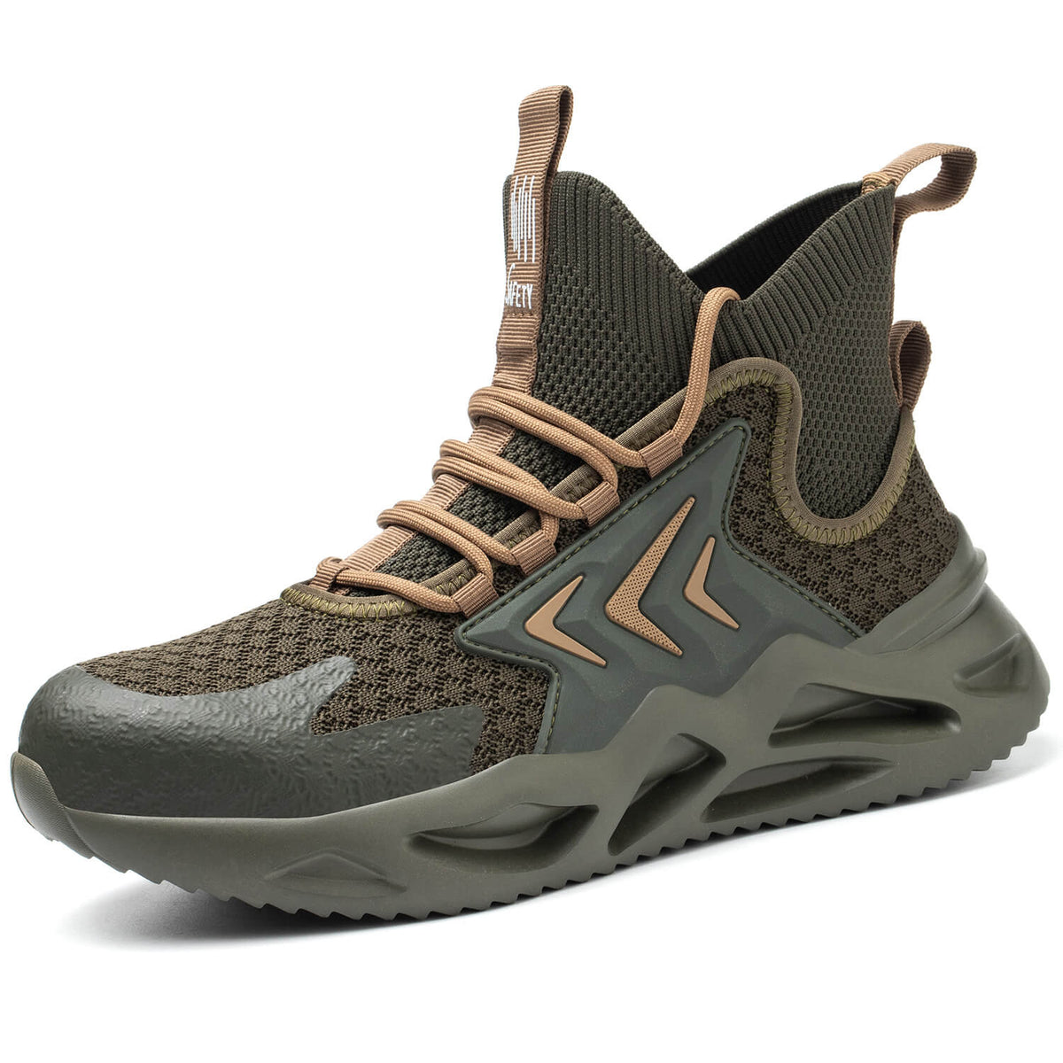 WESTMARE Men's Steel Toe High Top Work Shoes - Khaki