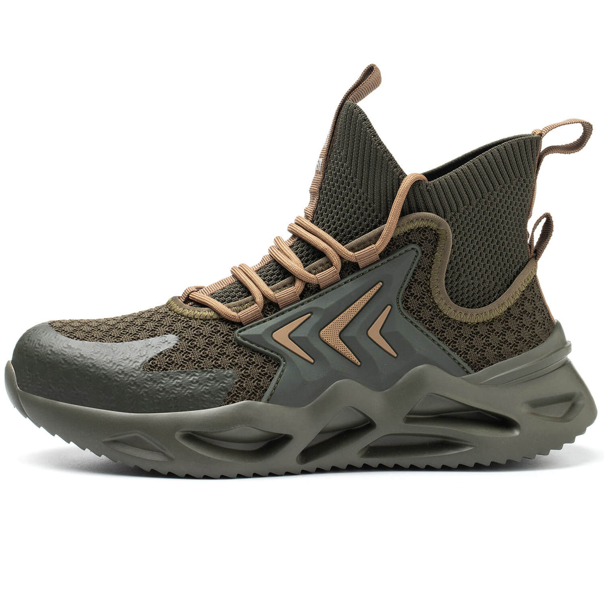 WESTMARE Men's Steel Toe High Top Work Shoes - Khaki