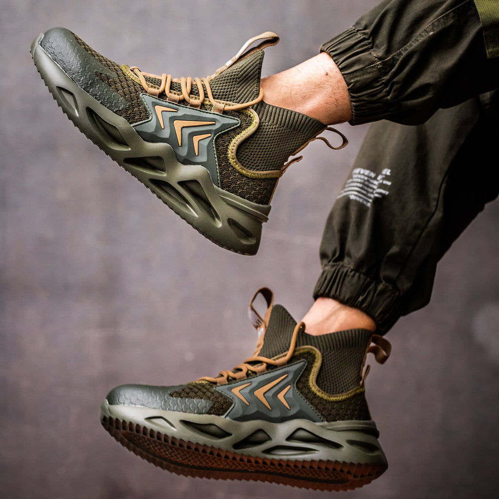 WESTMARE Men's Steel Toe High Top Work Shoes - Green