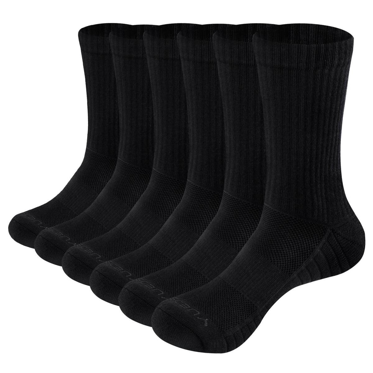 WESTMARE Athletic Cotton Crew Socks 5 Pairs - Black
