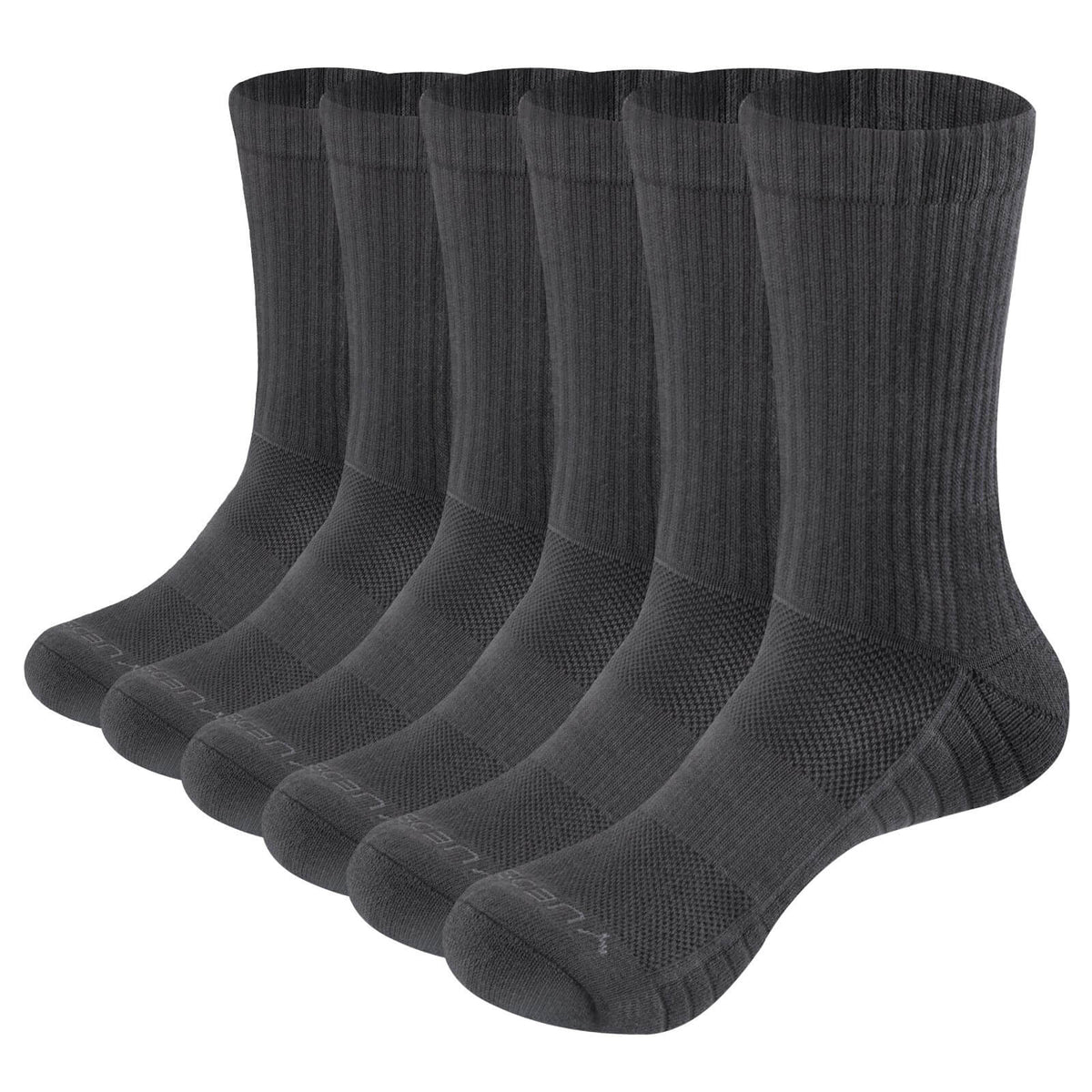 WESTMARE Athletic Cotton Crew Socks 5 Pairs - Black