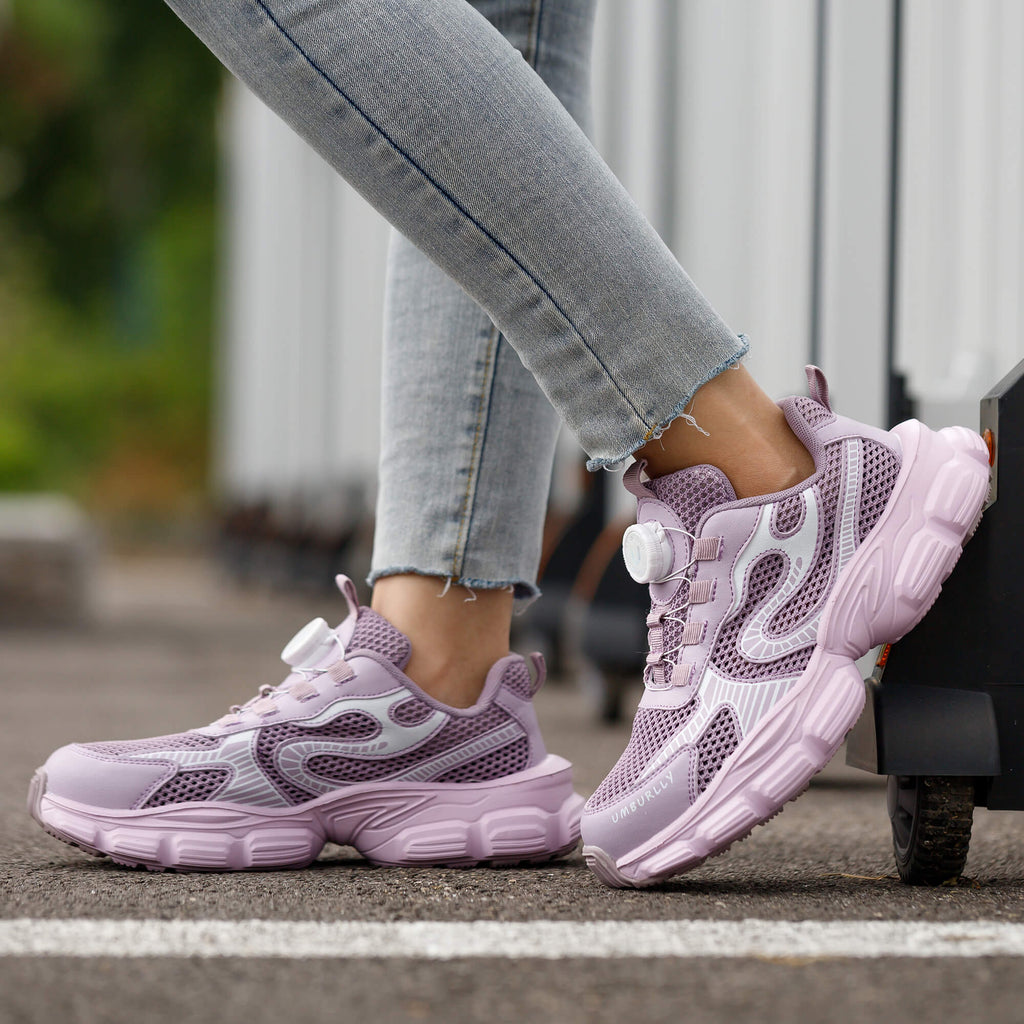 WESTMARE Tempo Women's Steel Toe Dial-Lacing Work Sneakers - Pink
